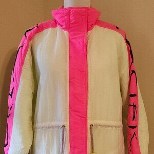Vintage Ocean Pacific OP Pink & White Puffer Jacket Women's Size Large - X-Large